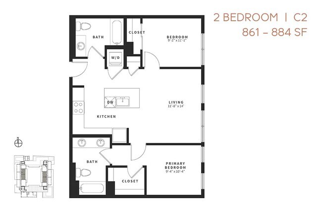 Two Bedroom C2 940 floor plan